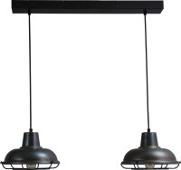 Suspension vintage E27 en m&eacute;tal noir et rouge