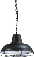 Suspension industrielle en m&eacute;tal noir et rouge