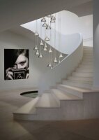 LED Hängelampe mit Glasschirm Modern in Nickel matt