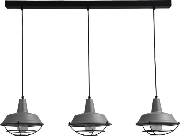 Suspension Gris Ø25cm 3xE27 L:100cm Grille décorative