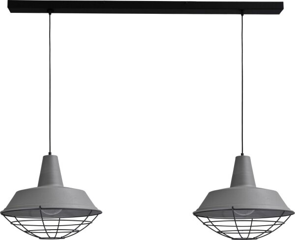 Lampe à suspendre Gris Grand Ø45cm Grille décorative L:130cm Loft
