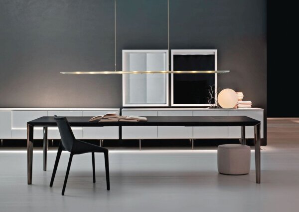 Dimmbare LED Pendellampe Glasschirm Modern Schwarz