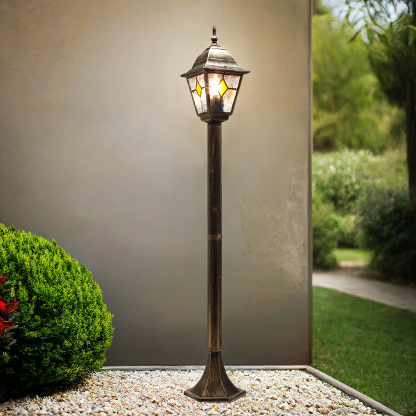 Lampadaire extérieur cuivre antique style Tiffany SALZBURG