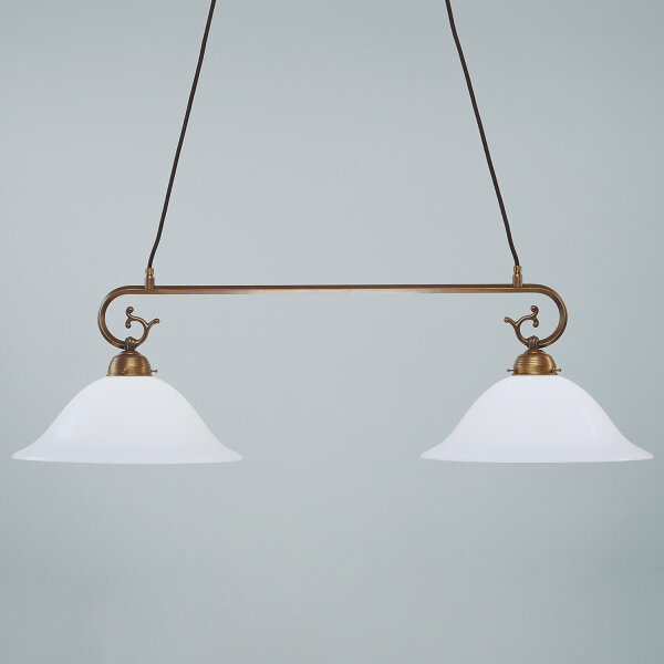 Jugendstil Hängeleuchte 2flm Messing D34