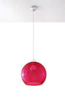 Suspension ronde intemporelle avec abat-jour en verre rouge