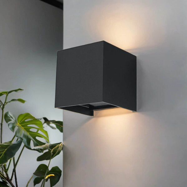 Applique murale LED noire IP54 L:10cm Up Down Applique murale