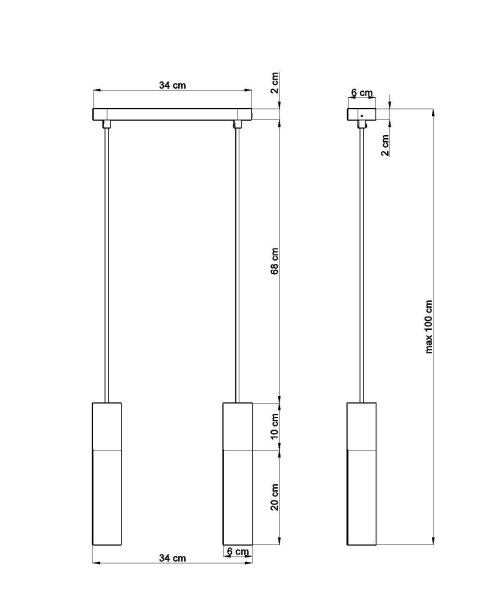 Moderne Hängeleuchte Metall Beton 2-flammig GU10