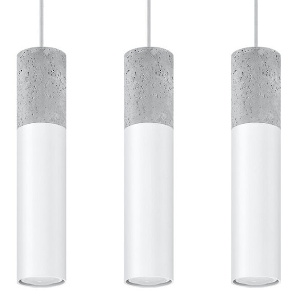 Lampe à suspendre Gris Blanc Béton Métal 3-flmg GU10 JUNIA