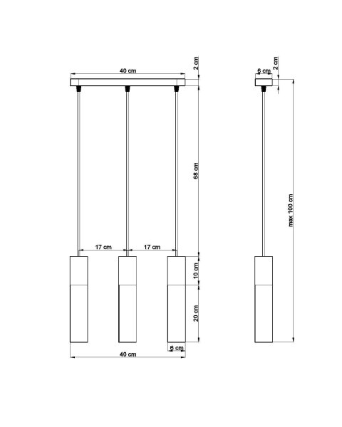 Suspension moderne métal béton 3 flammes GU10