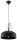 Suspension noire métal bois ronde Ø30cm Retro