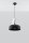 Suspension noire métal bois ronde Ø30cm Retro