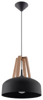 Suspension MANILIA &Oslash;30cm rond r&eacute;tro noir E27