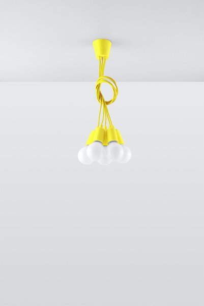Lampe à suspendre jaune rétro réglable jusquà 90 cm pour E27