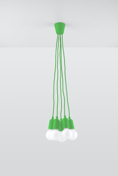 Vert Lampe à suspendre Rétro réglable 5 flammes pour E27