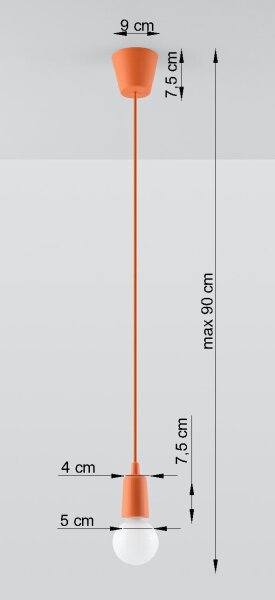 Verstellbare Hängelampe NESSA Tiefe bis 90cm E27 Orange