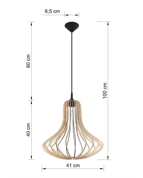 Holz Hängelampe LILAH Ø40cm wohnlich E27 Esstisch