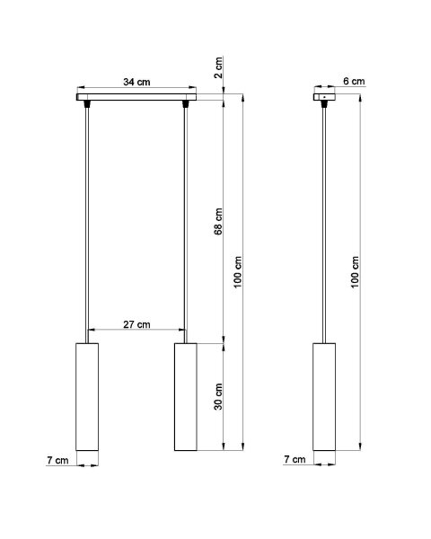 Lampe à suspendre moderne en béton 2x GU10 Moderne Cuisine Salle à manger
