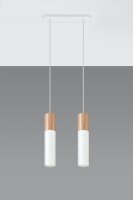 Lampe &agrave; suspendre cosy WAYNELLE Blanc Bois Scandinave