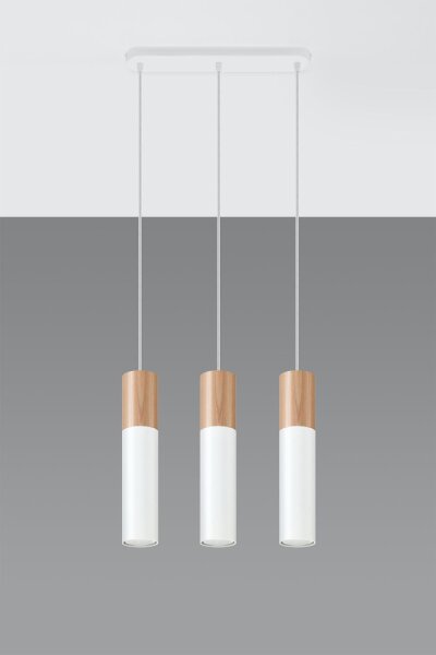 Suspension Blanc Métal Bois 3-flmg Scandinave