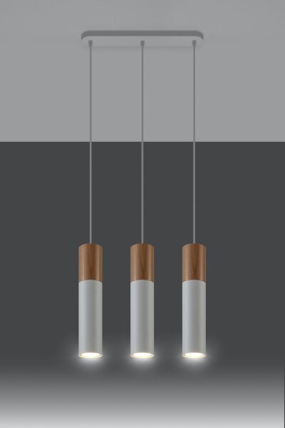 Suspension Blanc Métal Bois 3-flmg Scandinave