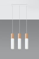 Suspension Blanc M&eacute;tal Bois 3-flmg Scandinave