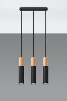 Lampe &agrave; suspendre noire en m&eacute;tal et bois...