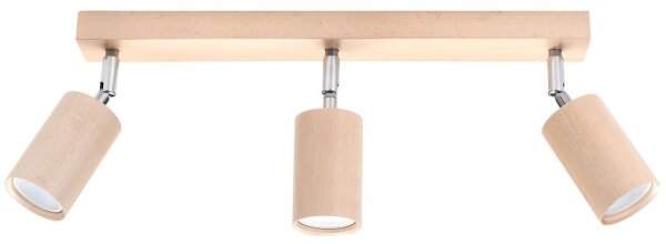 Deckenlampe Holz L:45cm 3x GU10 Strahler Spot Lampe