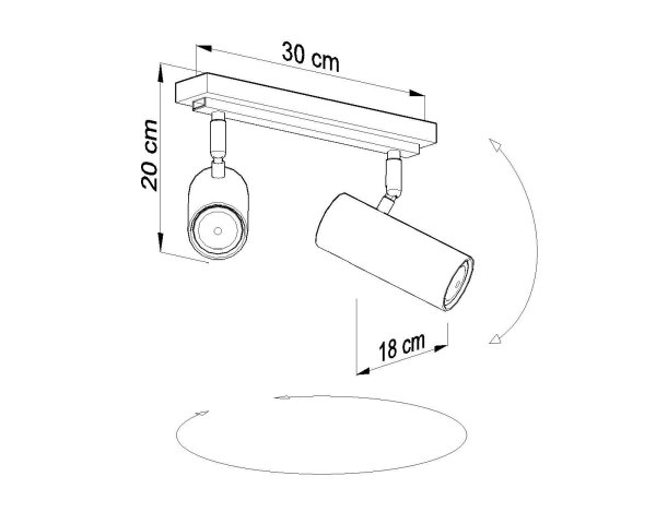 Projecteur de plafond noir métal L:30cm DUCCIA