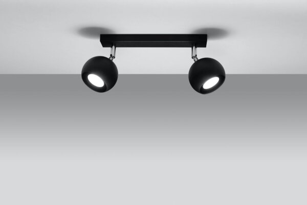 Spot de plafond rétro noir 2x GU10 L:30cm