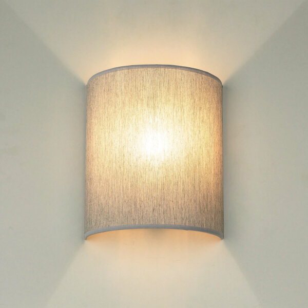 Loft Wandlampe Stoff Schirm halbrund E27 in Grau ALICE