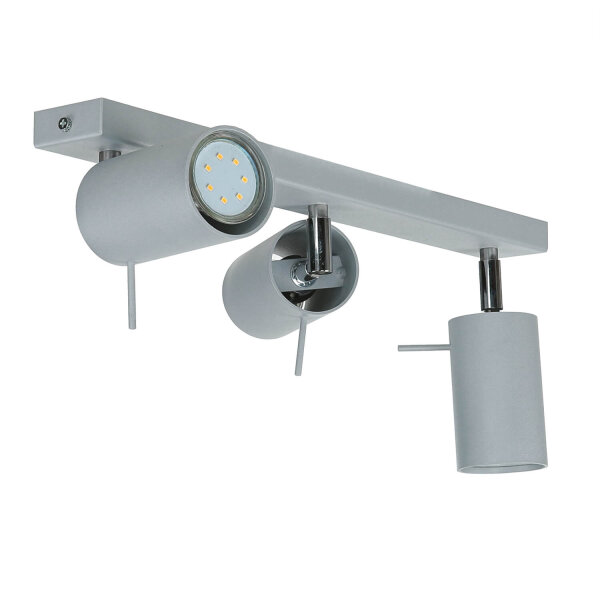 Grauer Deckenstrahler Metall L:45cm 3x GU10 vielseitig