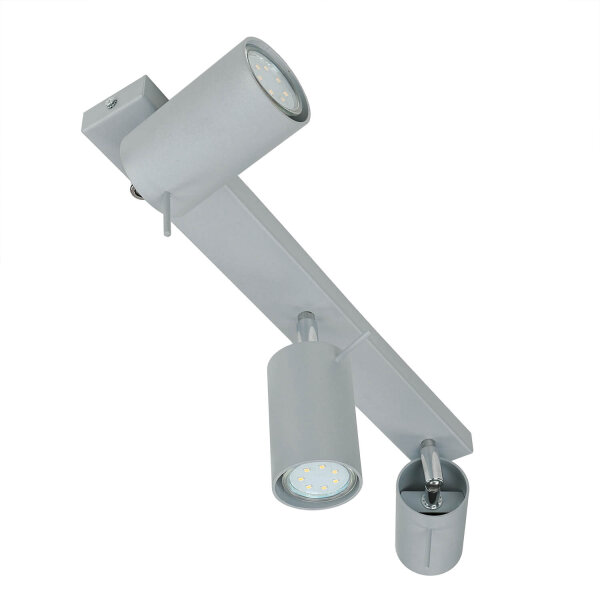 Grauer Deckenstrahler Metall L:45cm 3x GU10 vielseitig