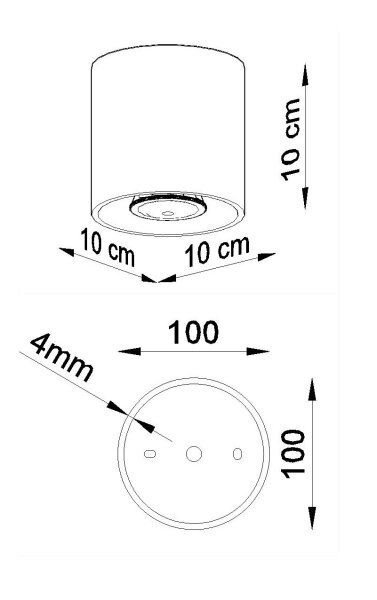 Plafonnier en métal Anthracite Ø10cm H:10cm petit G9
