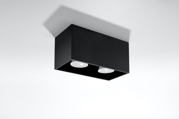 Schwarze Deckenleuchte GEO B:20cm Aluminium eckig