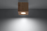 Plafonnier carré en bois L:10cm petit GU10 couloir
