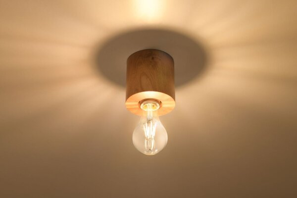 Wohnliche Deckenlampe Holz rund Ø10cm H:10cm für E27