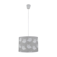 Lampe grise pour enfants Hibou Tissu Fille Gris Blanc