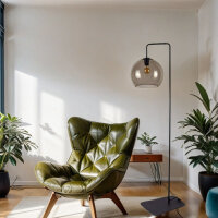Lampadaire verre fumé 160 cm E27 Abat-jour...