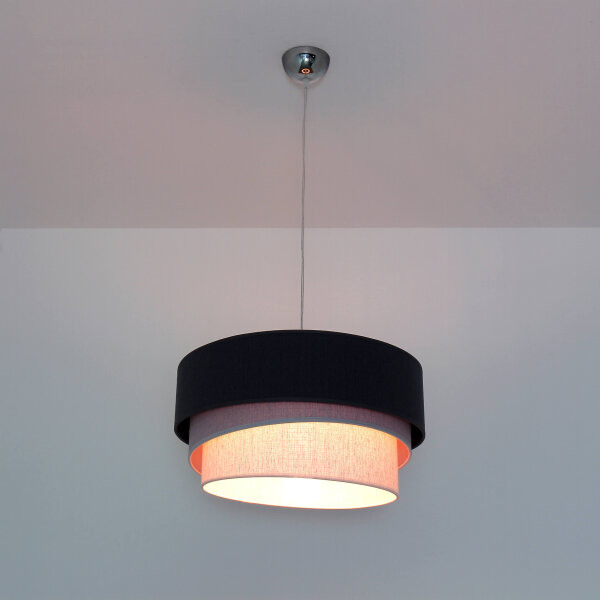 Suspension grise tissu Ø45cm design moderne