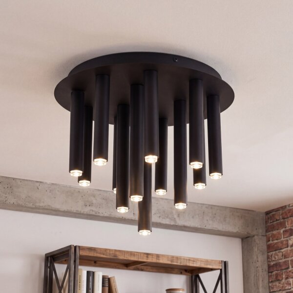 Plafonnier rond noir Loft Cylindre Ø34cm