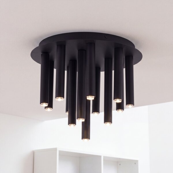 Plafonnier rond noir Loft Cylindre Ø34cm