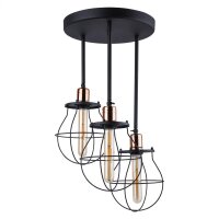Plafonnier noir cuivre Ø 35 cm 3-flamme E27...