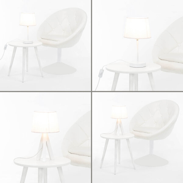 Lampenschirm Weiß Spitze Textil für E14 Tischlampe