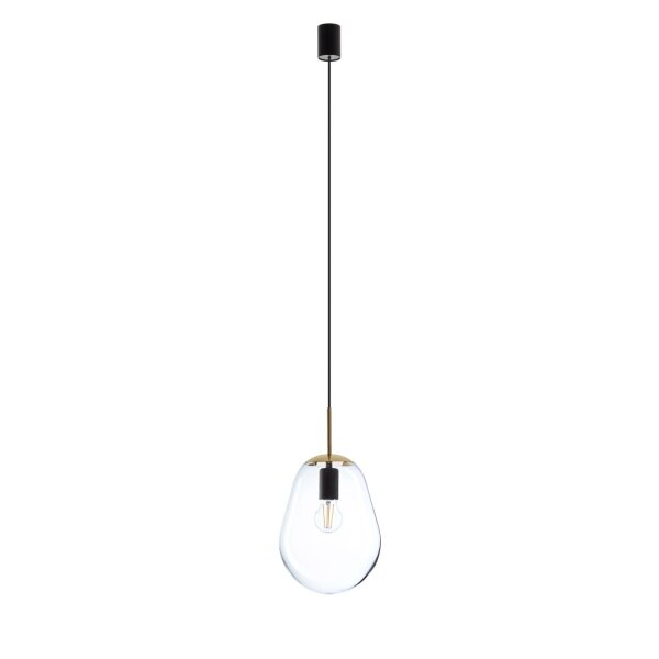 Suspension noire métal verre E27 Moderne
