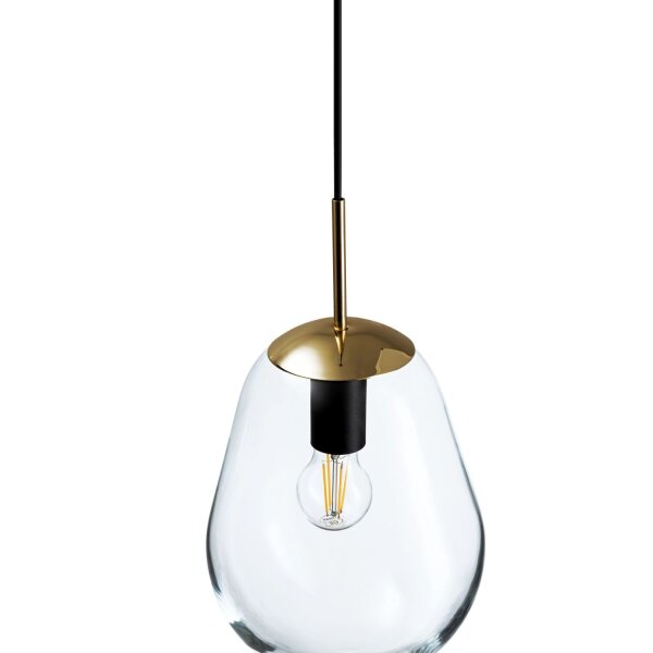 Suspension noire métal verre E27 Moderne