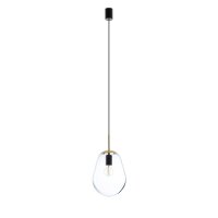 Suspension noire m&eacute;tal verre E27 Moderne