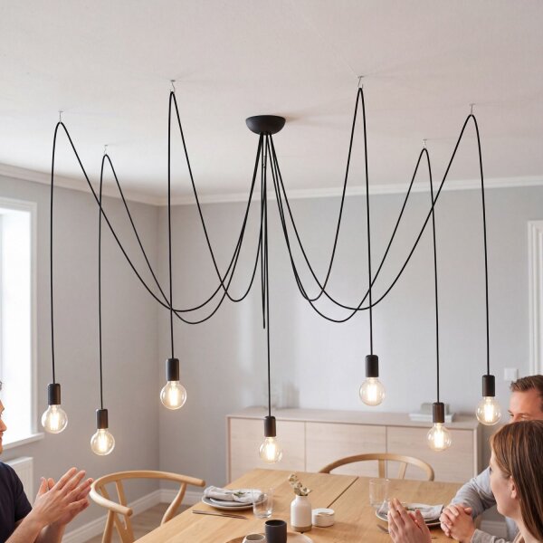 Lampe à suspendre SPIDER en noir 7-flmg