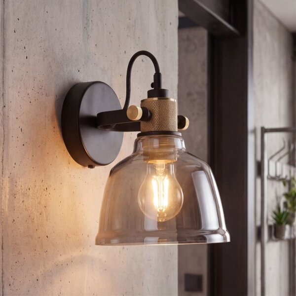 Applique ZERO en noir fumé Verre Spot Lampe