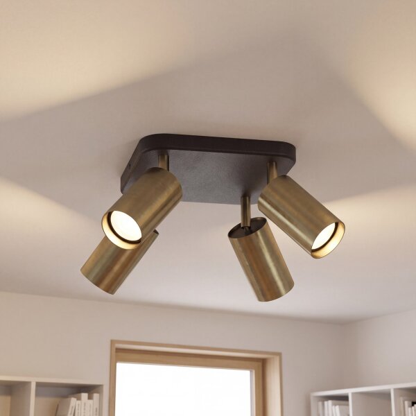 Deckenspot Messing 4-flmg Wohnzimmer Lampe EYE