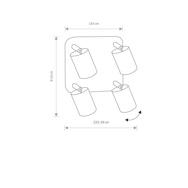 Deckenspot Messing 4-flmg Wohnzimmer Lampe EYE
